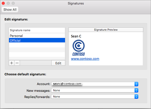 setting up a signature in outlook 2011 for mac